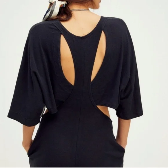 Free People Ready To Go One Cut Out Wide Leg Relaxed Peachy Jumpsuit Women’s M - Picture 2 of 12